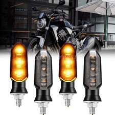 4x Mini Motorrad LED Blinker 8mm Universal E-Geprüft Getönt Vorne Hinten Schwarz