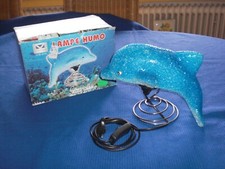 OVP - Glitzer Delphin Lampe Humo blau weiß - Delfin Tisch Leuchte - Nachtlicht