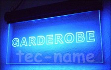 LED Acryl Anzeige Hinweis Leucht Hänge Schild Leuchte GARDEROBE RGB rot blau