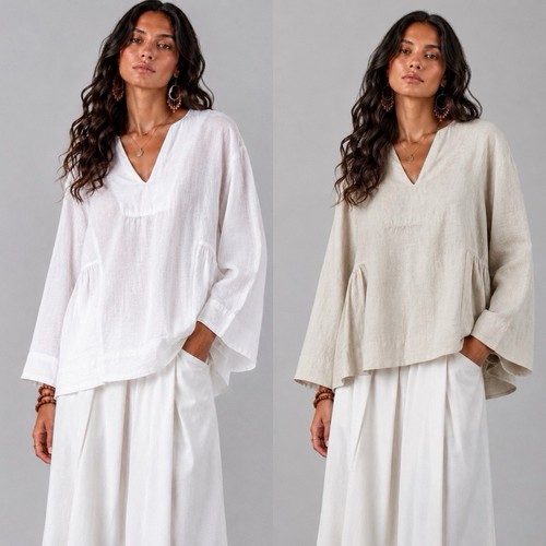 Damen leinenbluse leinentunika - leinenbluse,