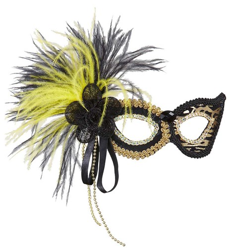 Venedig maske schwarz gold - schwarz,