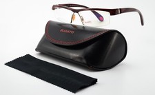 BUGATTI Brille Type 202 61 XL Bordeaux Red Pattern Luxury Half Rim Frame + Case