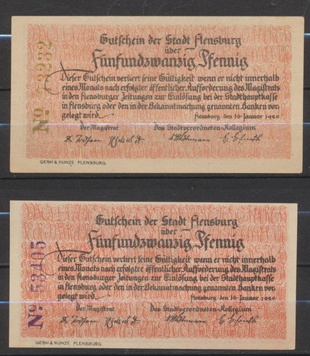 Flensburg stadt 2x notgeld - -,