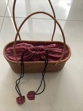 Handtasche, Korb Handgefertigt Mit Lederträgern