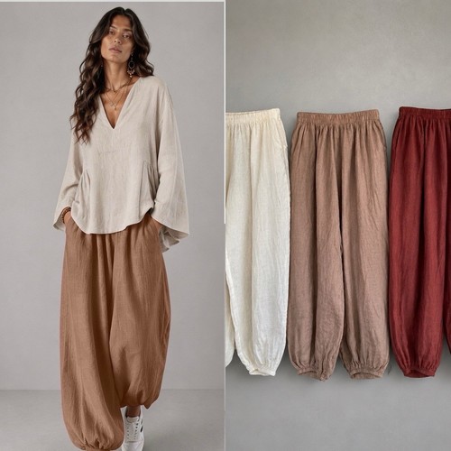 Damen leinenhose ballon - damen,