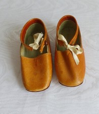 antike hellbraune Echtleder Puppenschuhe Gr. 19 Sohlenlänge ca. 12 cm