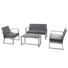 B-Ware SVITA LOIS XL Poly-Rattan Sitzgruppe Gartenmöbel Bistro-Set Sessel Grau