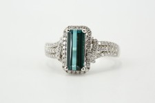 0,45 ct. Brillant Ring Gold 585 Turmalin 1,57 ct. Diamant SI1-SI2 H Ringgröße 56