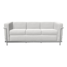 Cassina Sofa LC2 3-Sitzig Leder LCX Weiß Gestell Verchromt