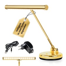 LED Piano Leuchte Klavier Lampe Noten Tisch Licht warmweiß USB Batterie gold