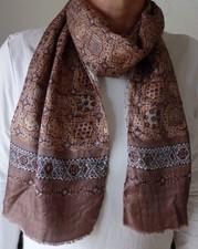 Seidenschal, braun gemustert, ca. 155 cm lang, ca. 32 cm breit