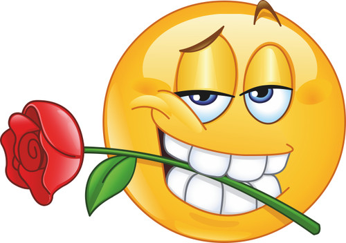 Aufkleber smiley mit - aufkleber, rose