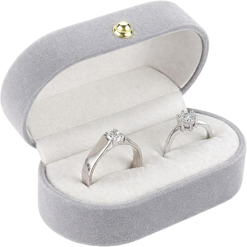 Ringbox ringe samt - 2-ringe, grau
