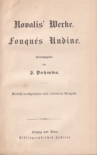 Novalis fouqués undine - novalis,
