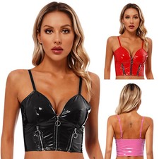 DE Frauen Weste Reißverschluss Vorne Top Sexy Camisole Ärmellos Kostüm Dessous