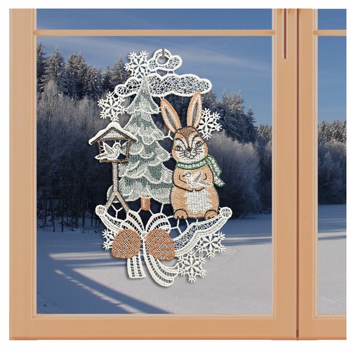 Fensterbild hase schnee mit - schnee,