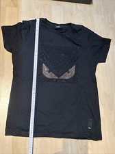 Fendi Shirt Herren Gr S Schwarz Jungen Slim Tshirt Summer Black Strass Steine