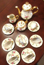 *MOKKA-SERVICE Moosröschen* 7x Mokka-GEDECKE je 2-tlg./ elfenbein/Bareuther-Bav.