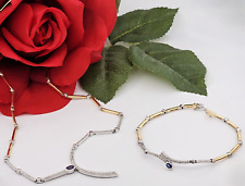 Saphir-Brillant-Schmuck-Set- 585er Gelb-/Weiß-Gold - Halskette + Armband- 1,1 ct
