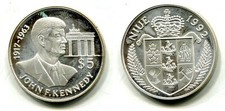 5 Dollars Niue 1992 Proof Silber  "John F. Kennedy"