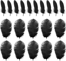 10 Stücke Straußfedern Und 10 Stücke Gänsefedern, Schwarze Federn, Handgefertigt