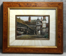 G.Nußmann Lupenmalerei Bild Gemälde "Lord-Leicester-Hospital"Rahmen 26,5x22,5 cm