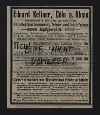KÖLN, Werbung 1903, Eduard Kettner Gewehr-Fabrik Jagdgewehre Repetierbüchsen
