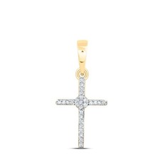 10k Gelbgold 0,07ctw natürlicher Diamant Kreuz Charm 0,96g religiöser Anhänger