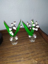 2 x alter Glas Blumentopf
