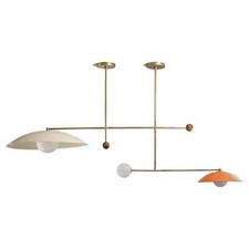 Italienischer Deckenleuchter VERSO in Emaille, Messing & Nussbaum, Ginger Cur...