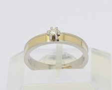 ♦♦ Solitär Ring in 14 kt 14k 585 er Weiß Gelb Gold mit Brillant Diamant Gr. 55