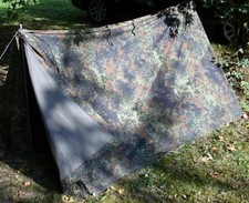 Bundeswehr Zelt flecktarn, original gebraucht mit Gestänge und Heringe