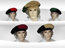 Barett Zweifarbig Beige/Weinrot Larp Kappe Kopfbedeckung Theater Mittelalter 