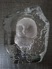 Mats Jonasson signierter voller Bleikristall Eule Briefbeschwerer Handarbeit in Schweden sehr guter Zustand