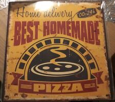 Blechschild PIZZA Nostalgie Shabby Pizzaofen Küchenschild 30x30 Ofen  M48