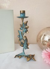 Partylite Messing Vintage Kerzenständer Kerzenhalter Efeu Patina türkis gold NEU