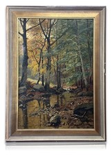 Waldbach im Herbst – sign. C. Müller – Öl auf Leinwand um 1910/30 - Buchenwald