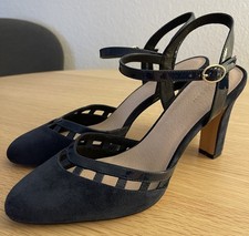 Anna Field Leather Sling Pumps Leder Blau Navy Gr. 44 High Heels