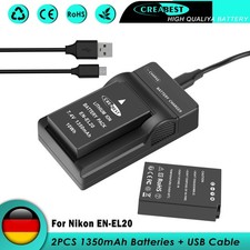 2× EN-EL20 EN-EL20a Akku & Ladegerät Für Nikon Coolpix A P1000 1 J1 1 J2 1 J3 V3