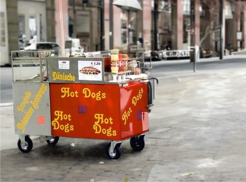 Hot dog verkaufswagen rot - verkaufswagen,,