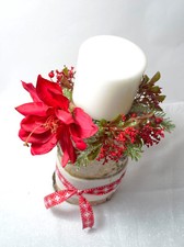 Wunderschöne Baumstumpf  Weihnachtsdeko mit Weihnachtsstern.