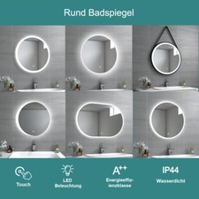 LED Badspiegel Rund Touch Badezimmerspiegel Wandspiegel Ø 80/70/60/50 cm Spiegel