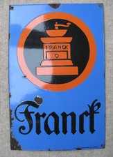 Emailleschild Franck Kaffee 20er Jahre original Emailschild Emailplakat