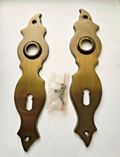 Türbeschlag Langschildgarnitur o. Drücker BB Posthorn Messing patiniert Marchesi