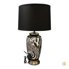 KARE Tischlampe Leuchte Zebra Face schwarz Textil Porzellan 71 cm Tischleuchte