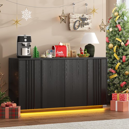 Tall black sideboard - sideboard, buffet