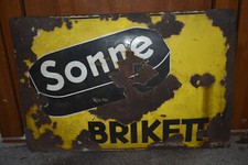 Altes Emailschild 30er Jahre Sonne Briketts,Kohlen,Brennstoff,Ofen,Original