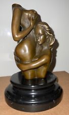 Weiblicher Akt Bronze unbekleidete Umarmung Torso 2er Frauen auf Marmorsockel