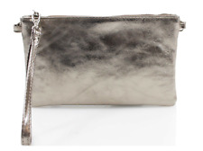  Metallic Leder Damen glänzend schimmernd Clutch Tasche Handtasche UK