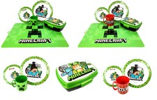 Minecraft Set Geschirr Kinder Teller Tasse Brotdose Müsli Schale Creeper Steve